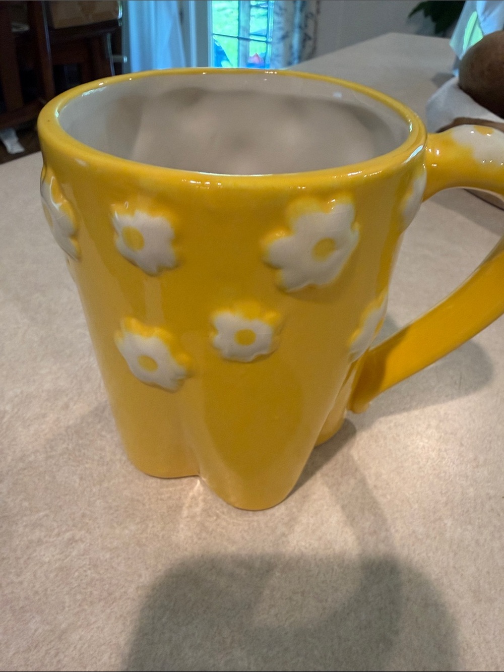 Yellow Floral Ceramic Coffee Mug - Brand Unspecified